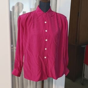 Hot pink custom made silk blouse sz 12